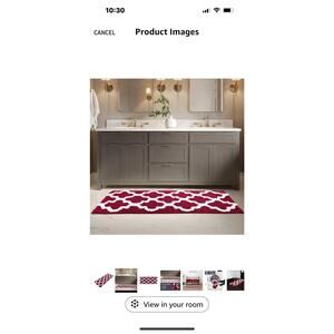 Bathroom Rug - 24 x 60 Inch Long Non Slip Bath Mat with Trellis Pattern Burgundy